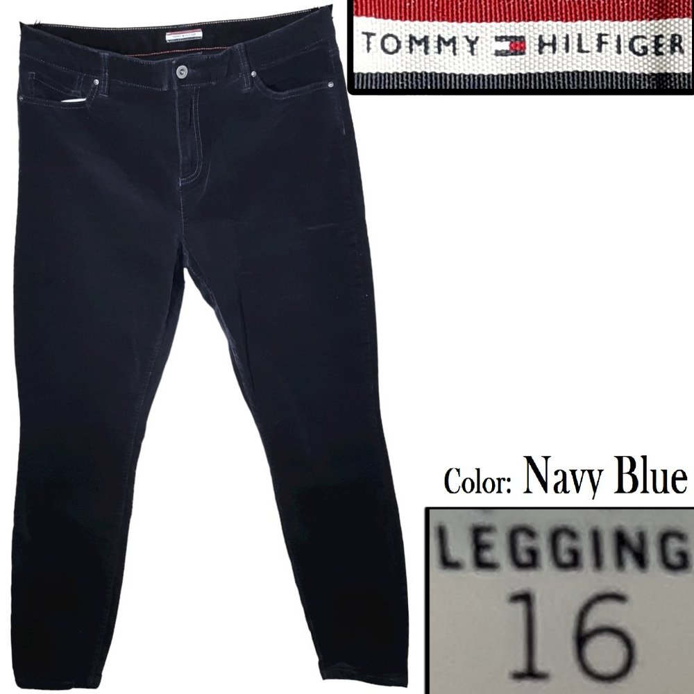 Velvet "Legging" pants, navy blue